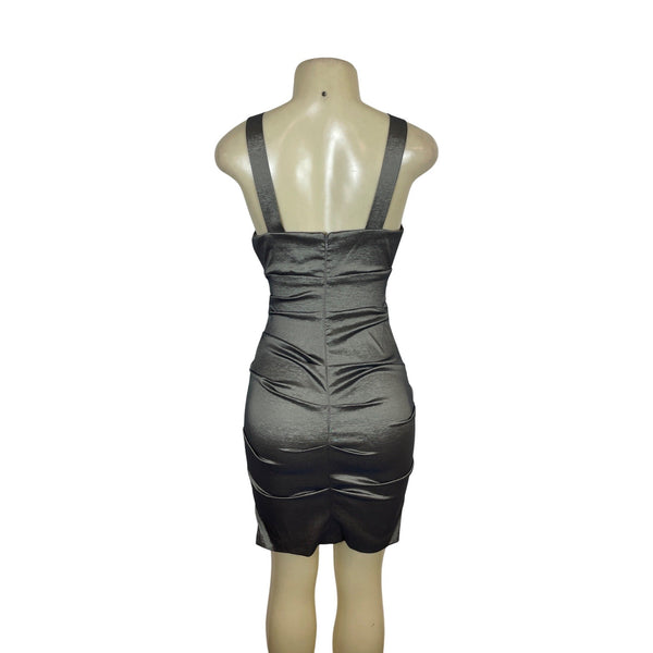 Cache Womens Silver Sleeveless Cocktail Dress With Embellished Straps Size 6