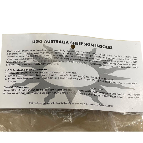 UGG Sheepskin Unisex Natural Insoles Genuine Wool With Arch Support Sz 9M/11W