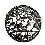 Vintage Sarah Coventry Silver Tone Reindeer Brooch Filigree Design Round Pin