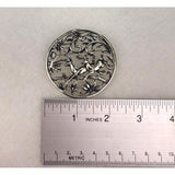 Vintage Sarah Coventry Silver Tone Reindeer Brooch Filigree Design Round Pin