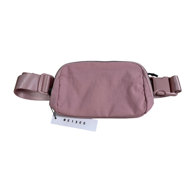 Meisee Adjustable Belt Bag Fanny Pack Outside Zipper Pink Sz S - NWT