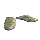 Mazouzi Women's Silver Gold Moroccan Slip On Mule Sandals Sz 9