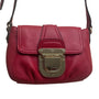 Michael Kors Red Pebbled Leather Crossbody Bag With Gold-Tone Lock Closure