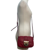 Michael Kors Red Pebbled Leather Crossbody Bag With Gold-Tone Lock Closure