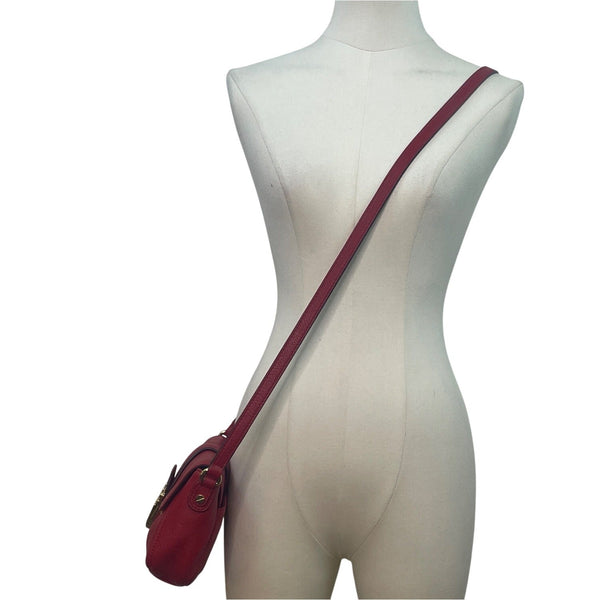 Michael Kors Red Pebbled Leather Crossbody Bag With Gold-Tone Lock Closure