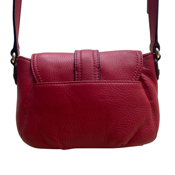Michael Kors Red Pebbled Leather Crossbody Bag With Gold-Tone Lock Closure
