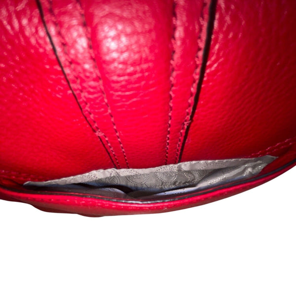 Michael Kors Red Pebbled Leather Crossbody Bag With Gold-Tone Lock Closure
