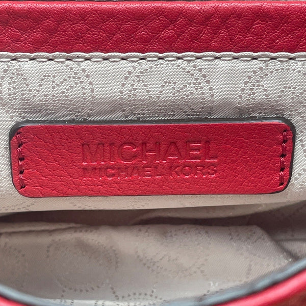 Michael Kors Red Pebbled Leather Crossbody Bag With Gold-Tone Lock Closure
