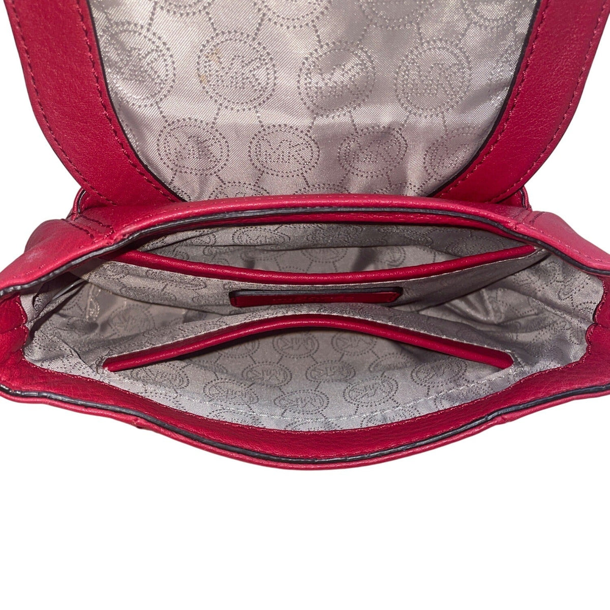 Michael Kors Red Pebbled Leather Crossbody Bag With Gold-Tone Lock Closure