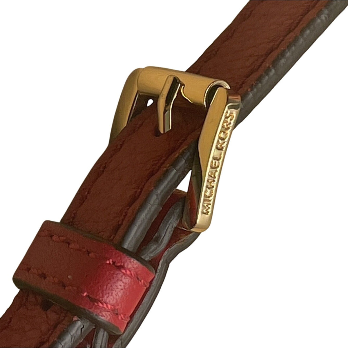 Michael Kors Red Pebbled Leather Crossbody Bag With Gold-Tone Lock Closure