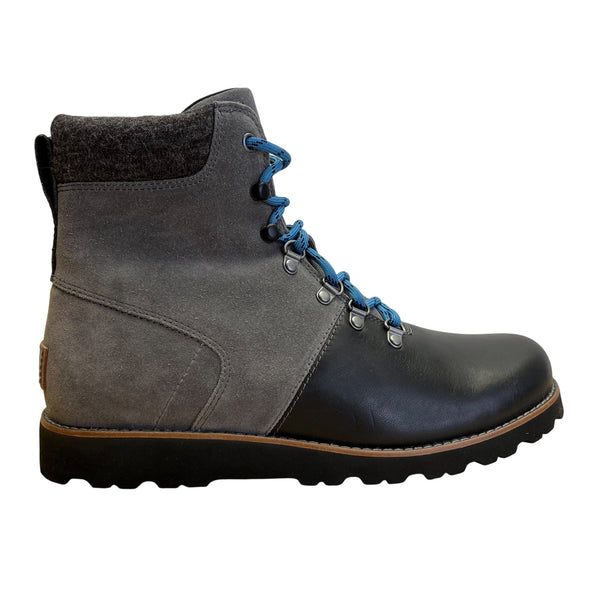 UGG Men’s Black & Gray Leather Suede With Blue Laces Hiking Boots Size 9 - New