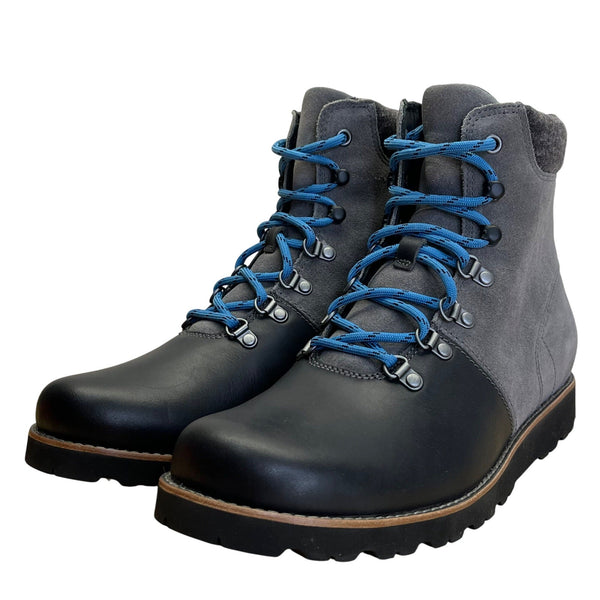 UGG Men’s Black & Gray Leather Suede With Blue Laces Hiking Boots Size 9 - New