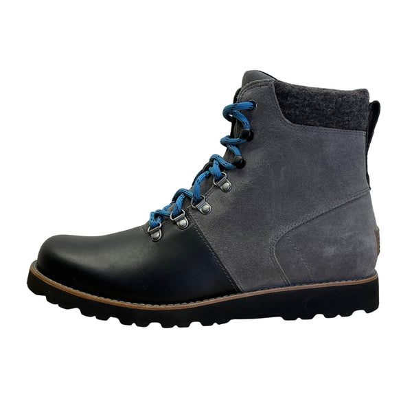 UGG Men’s Black & Gray Leather Suede With Blue Laces Hiking Boots Size 9 - New