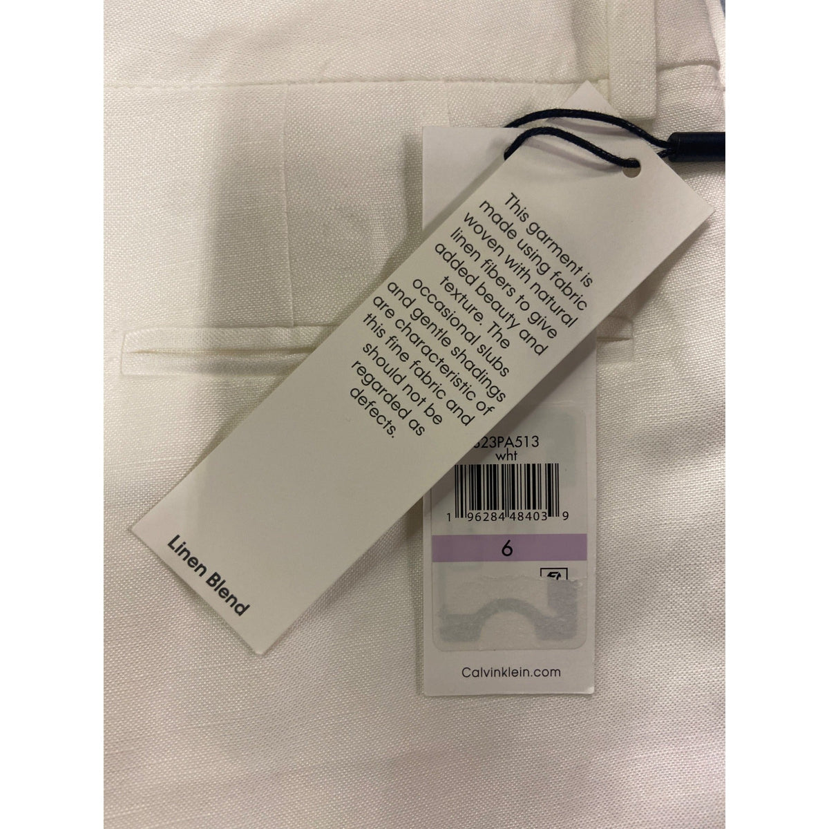 Calvin Klein Womens High-Rise White Trousers With Straight Fit Size 6 - New