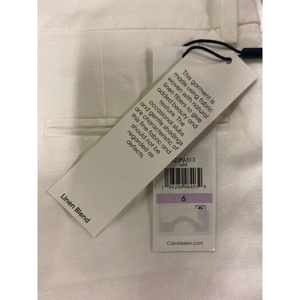 Calvin Klein Womens High-Rise White Trousers With Straight Fit Size 6 - New