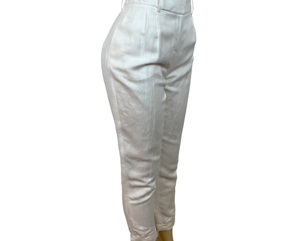 Calvin Klein Womens High-Rise White Trousers With Straight Fit Size 6 - New