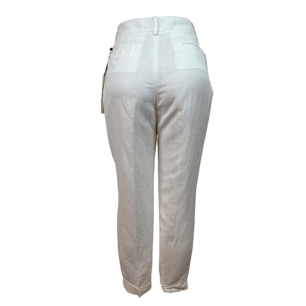 Calvin Klein Womens High-Rise White Trousers With Straight Fit Size 6 - New