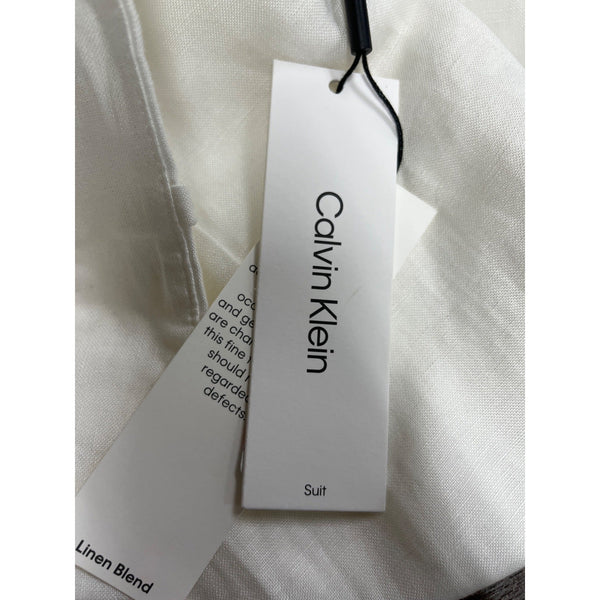 Calvin Klein Womens High-Rise White Trousers With Straight Fit Size 6 - New