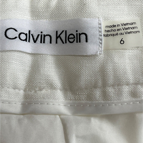 Calvin Klein Womens High-Rise White Trousers With Straight Fit Size 6 - New