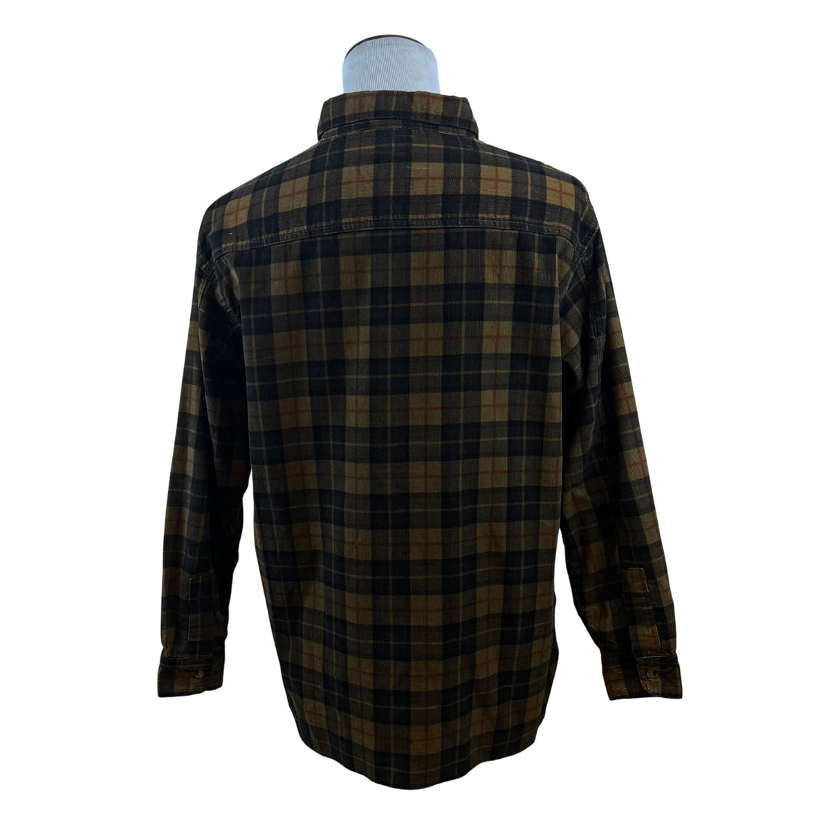 Solutions Original Mens Brown & Black Plaid Long Sleeve Button-Up Shirt Size L