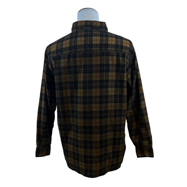 Solutions Original Mens Brown & Black Plaid Long Sleeve Button-Up Shirt Size L