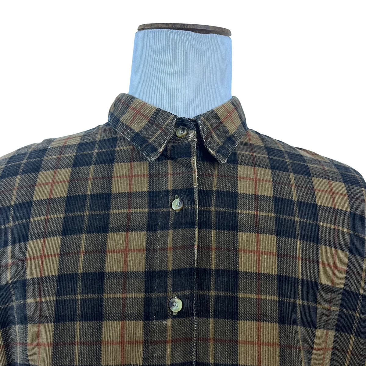 Solutions Original Mens Brown & Black Plaid Long Sleeve Button-Up Shirt Size L