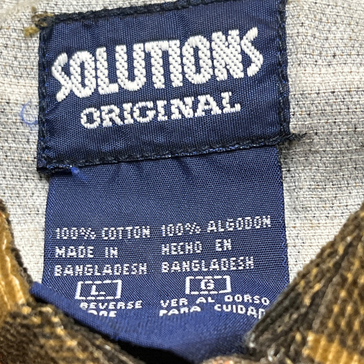 Solutions Original Mens Brown & Black Plaid Long Sleeve Button-Up Shirt Size L