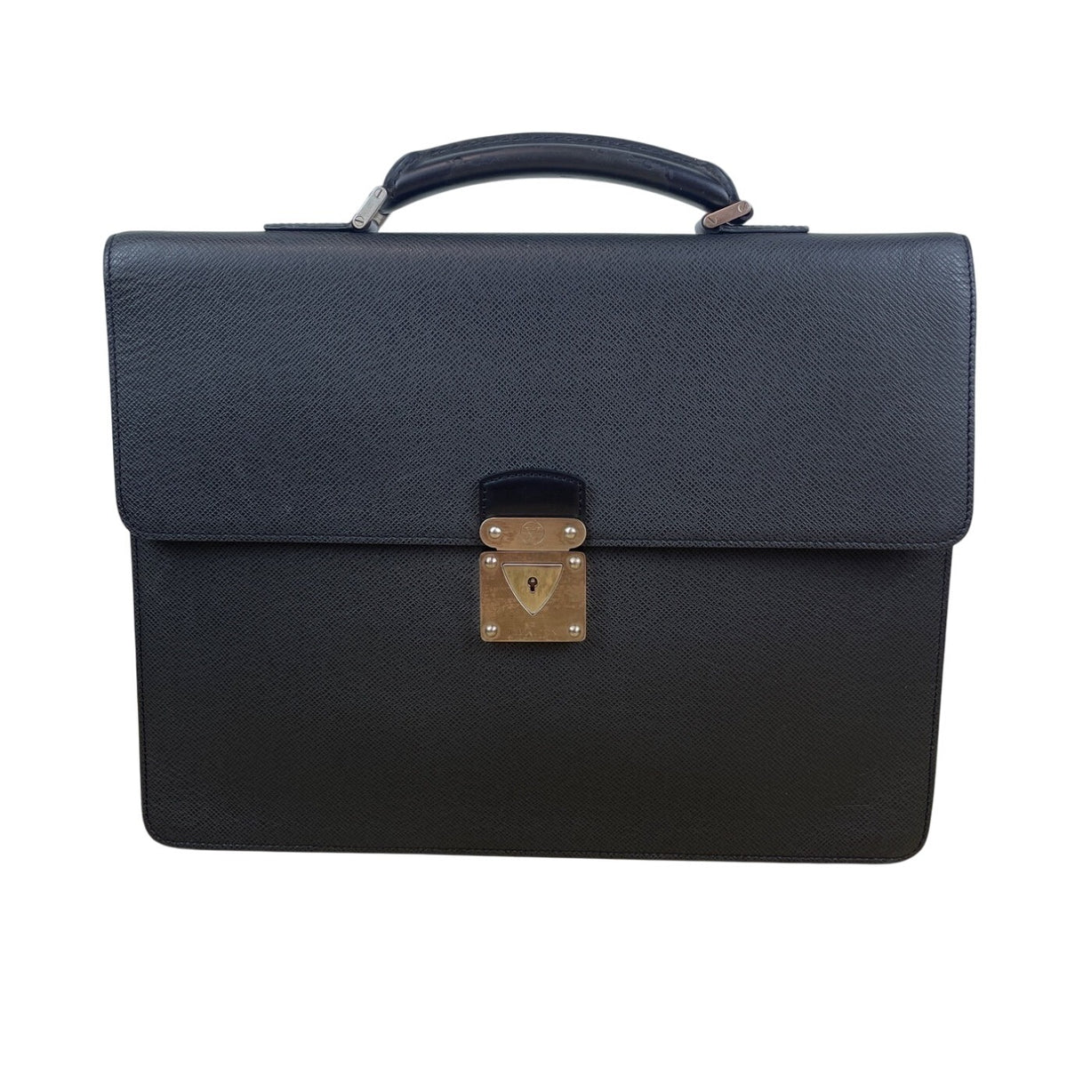 Louis Vuitton Black Leather Laguito Ardoise With Lock & Keys Briefcase Sz L