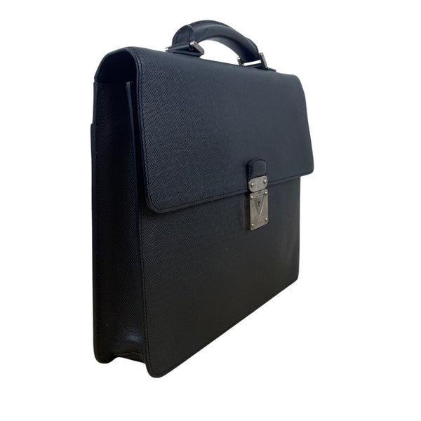 Louis Vuitton Black Leather Laguito Ardoise With Lock & Keys Briefcase Sz L