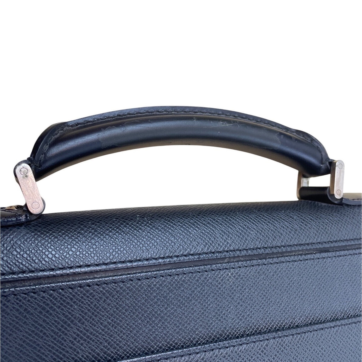 Louis Vuitton Black Leather Laguito Ardoise With Lock & Keys Briefcase Sz L
