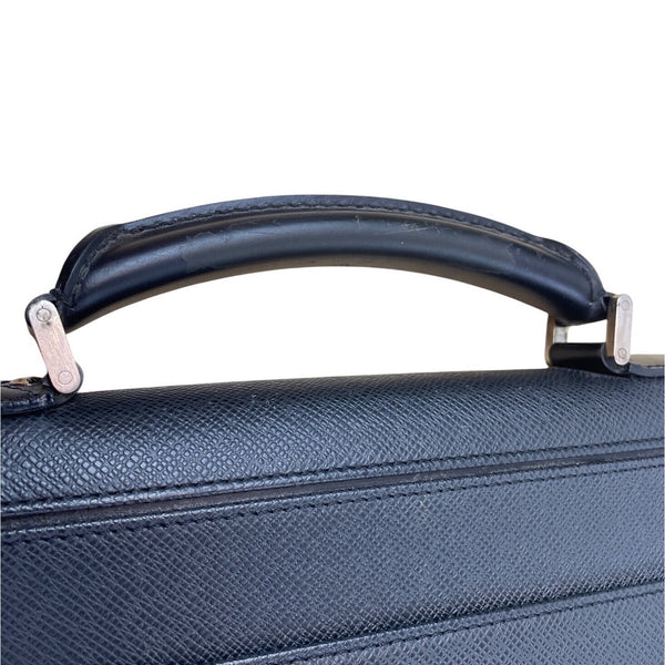 Louis Vuitton Black Leather Laguito Ardoise With Lock & Keys Briefcase Sz L
