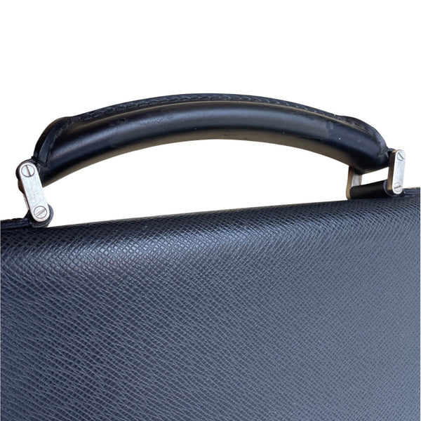 Louis Vuitton Black Leather Laguito Ardoise With Lock & Keys Briefcase Sz L