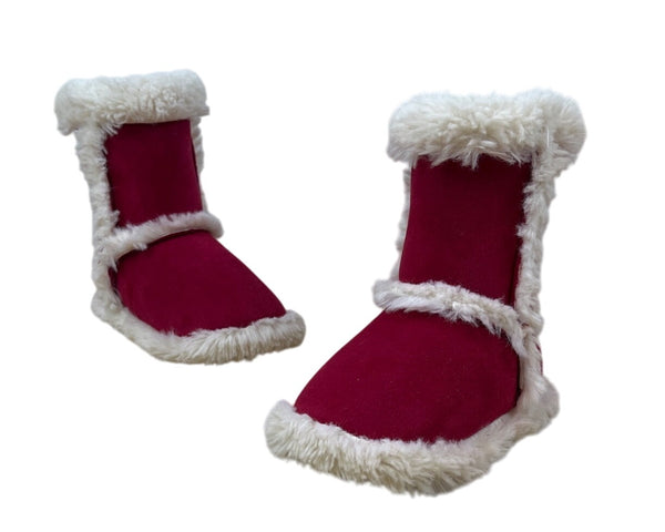 Pottery Barn Kids Red & White Faux Fur-Lined Kids Booties Size S