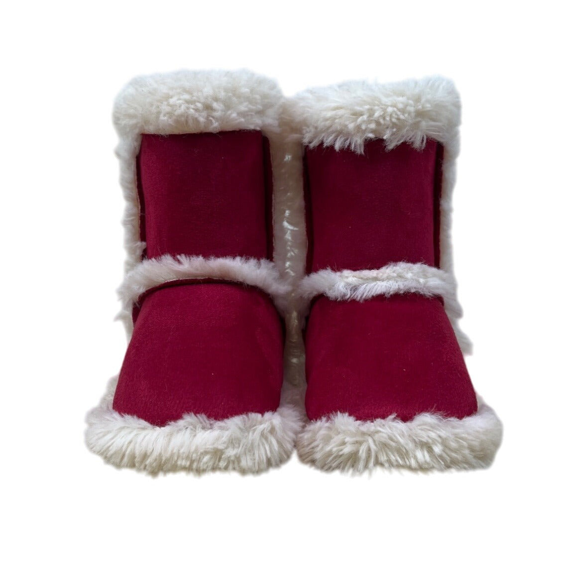 Pottery Barn Kids Red & White Faux Fur-Lined Kids Booties Size S
