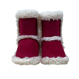 Pottery Barn Kids Red & White Faux Fur-Lined Kids Booties Size S