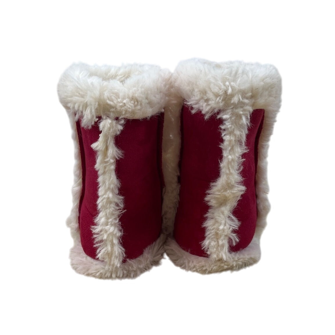 Pottery Barn Kids Red & White Faux Fur-Lined Kids Booties Size S