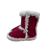 Pottery Barn Kids Red & White Faux Fur-Lined Kids Booties Size S