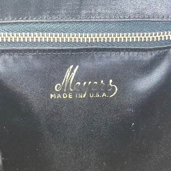 Vintage Meyers Black Faux Croc Embossed Leather & Rhinestoned Gold Frame Clutch