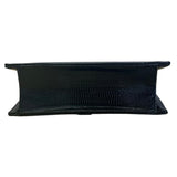 Vintage Meyers Black Faux Croc Embossed Leather & Rhinestoned Gold Frame Clutch