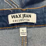 Wax Jean Women's Blue Distressed Denim Jacket & Bermuda Shorts Set Sz L