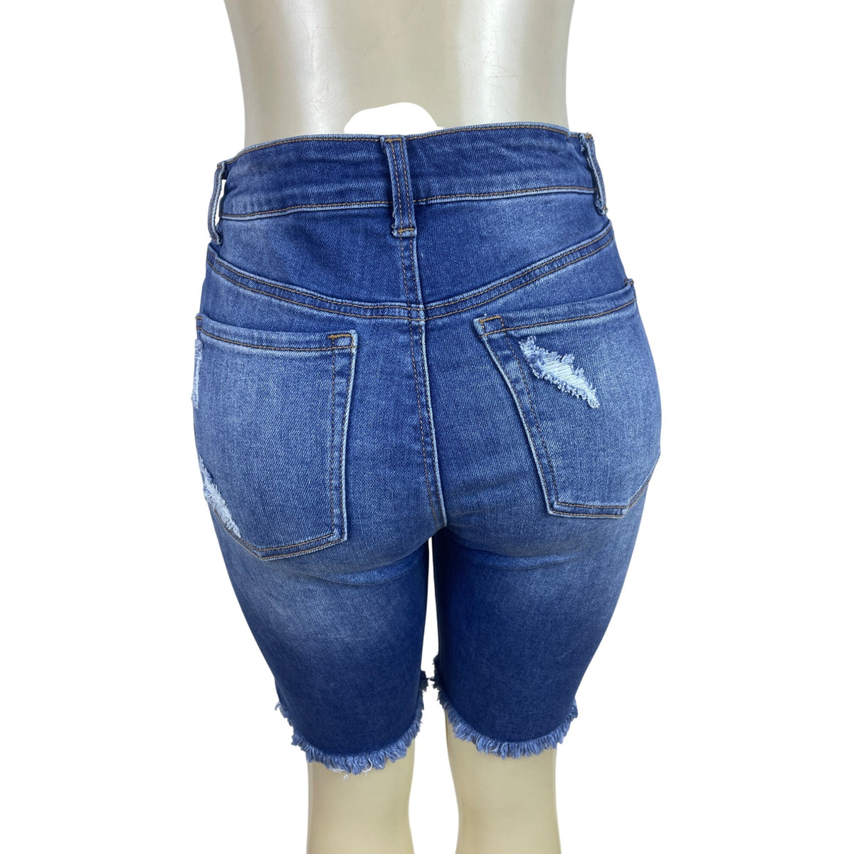 Wax Jean Women's Blue Distressed Denim Jacket & Bermuda Shorts Set Sz L