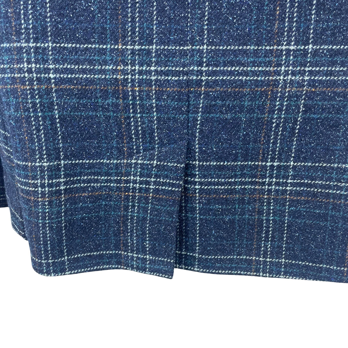 L.L.Beans Womens Navy Blue Wool Plaid Button-Up Blazer Jacket Size 12 Stylish Outerwear