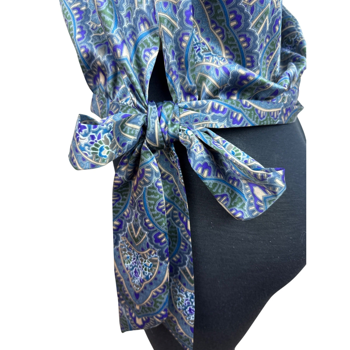 Banana Republic Sleeveless Cowl Neck Wrap Top With Side Tie Blue/Green Sz XS