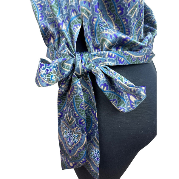 Banana Republic Sleeveless Cowl Neck Wrap Top With Side Tie Blue/Green Sz XS