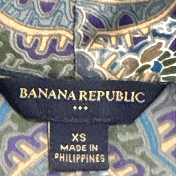 Banana Republic Sleeveless Cowl Neck Wrap Top With Side Tie Blue/Green Sz XS