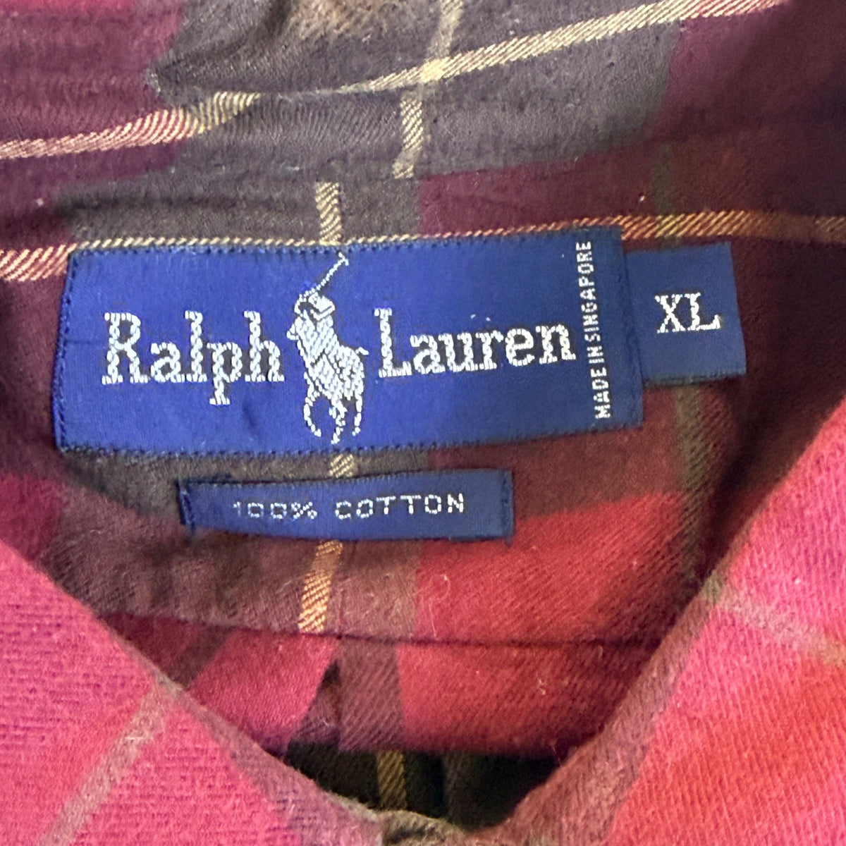 Ralph Lauren Red Plaid Cotton Button-Down Shirt Long Sleeve Classic Fit Sz XL