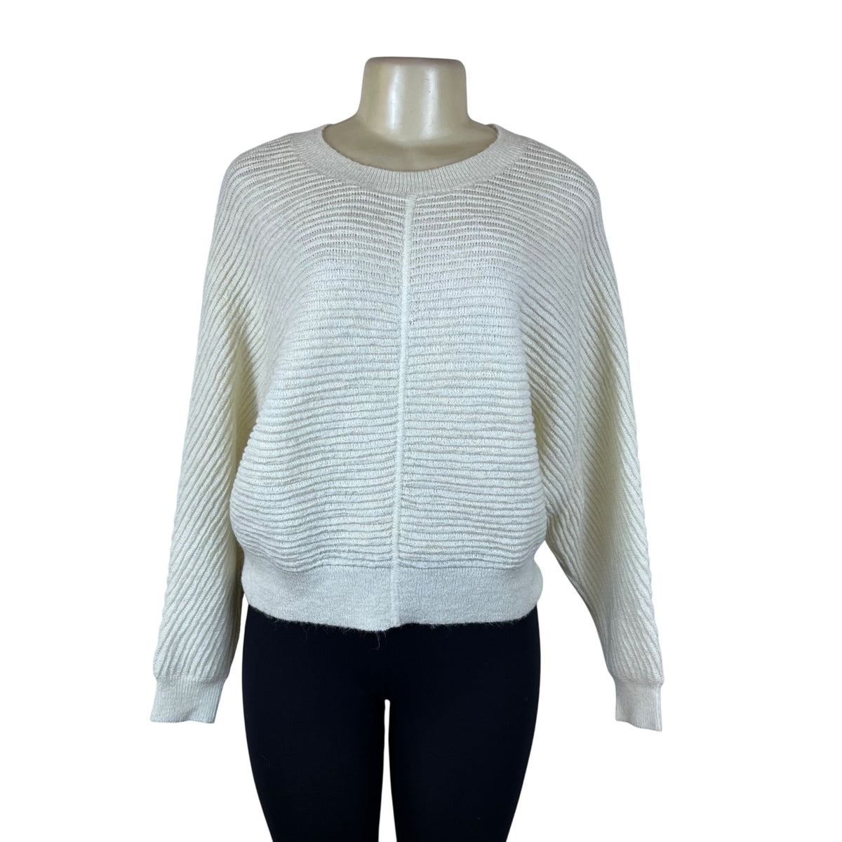 Michael Kors Women's White Ribbed Long-Sleeve Sweater Size XS