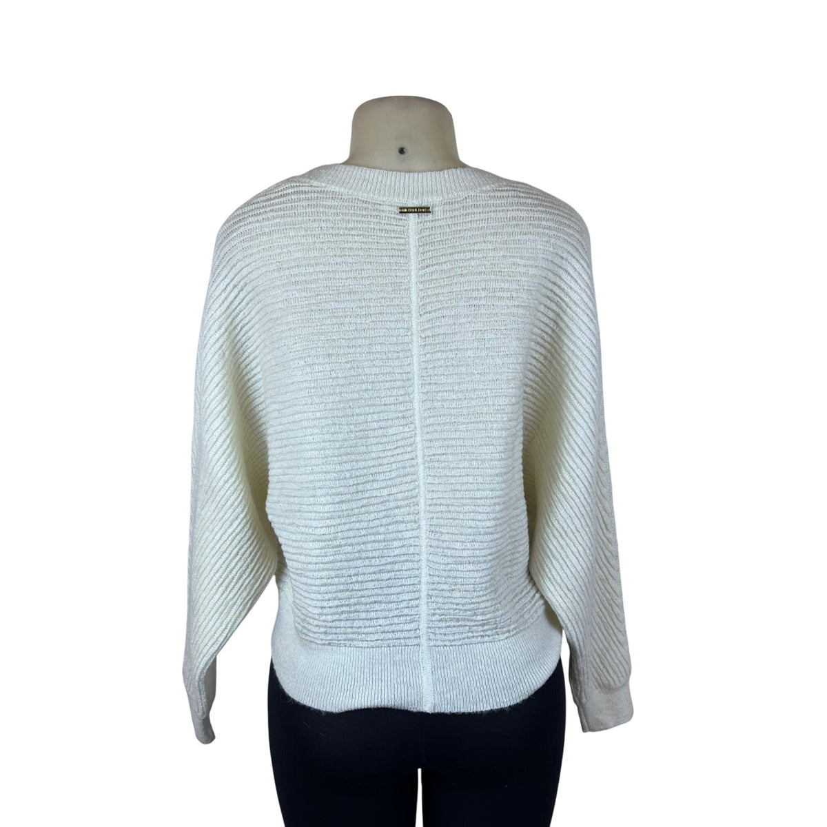 Michael Kors Women's White Ribbed Long-Sleeve Sweater Size XS
