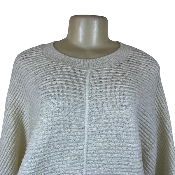 Michael Kors Women's White Ribbed Long-Sleeve Sweater Size XS