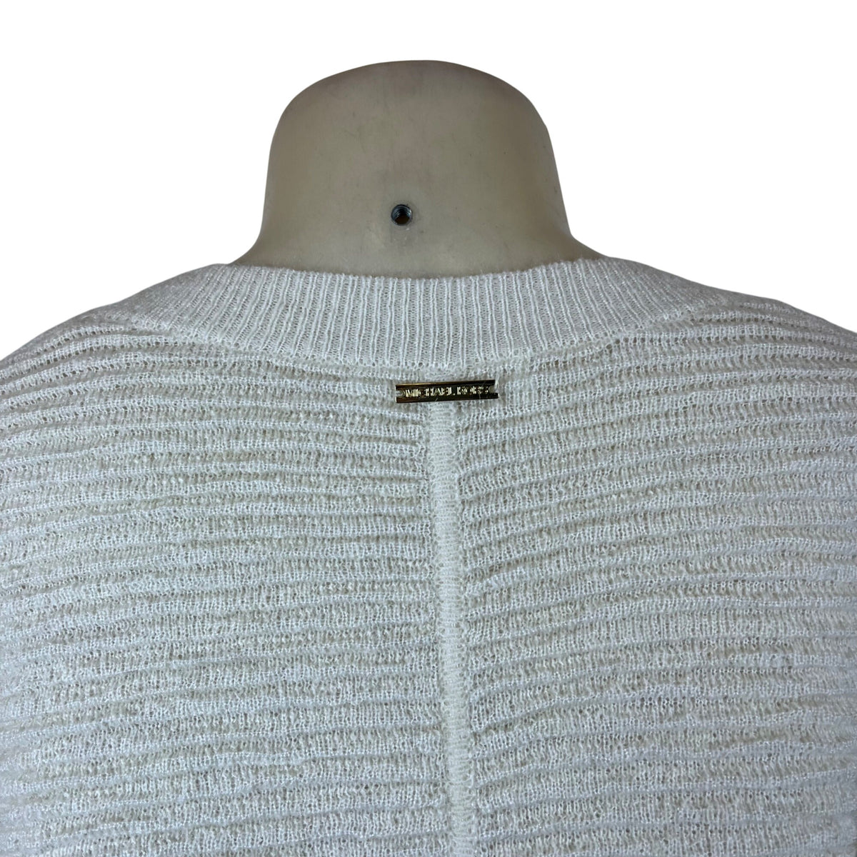 Michael Kors Women's White Ribbed Long-Sleeve Sweater Size XS